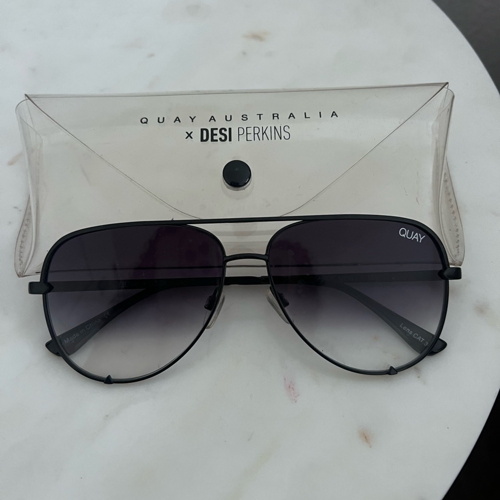 Quay Australia Black Aviator Sunglasses